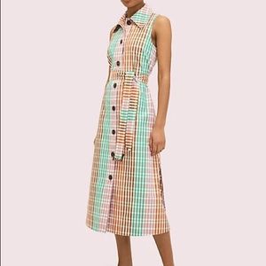 kate spade rainbow plaid shirt dress